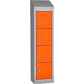 Stellar Probe Equinox Antibacterial Sloping Top 4 Compartment Personal Effects Lockers with Cam Lock - Lockers & Cloakroom