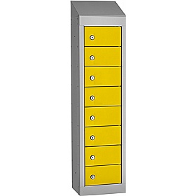 Stellar Probe Equinox Antibacterial Sloping Top 8 Compartment Personal Effects Lockers with Cam Lock - Lockers & Cloakroom