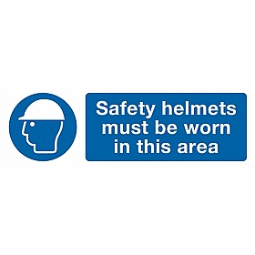 Safety Helmets To Be Worn In This Area Self-Adhesive Signs