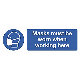 Masks Must Be Worn When Working Here Self-Adhesive Signs