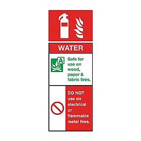 Water Fire Extinguisher Self-Adhesive Signs
