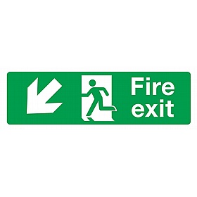 Fire Exit Down Left Self-Adhesive Signs