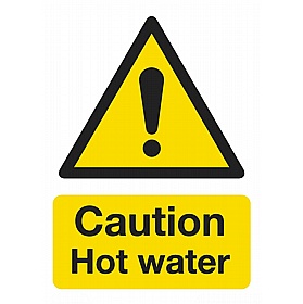 Caution Hot Water Self-Adhesive Signs