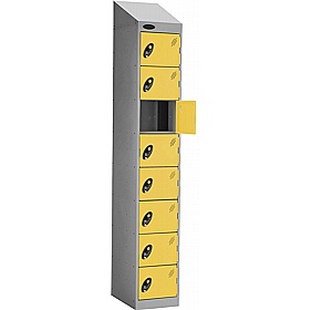 PowerBox Probe Equinox 8 Compartment Sloping Top Laptop and Tablet Charging Lockers with Hasp and Staple Lock