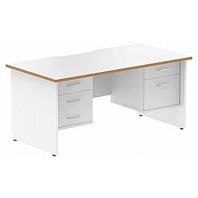 Oslo Rectangular Panel End Office Desks With Double Fixed Drawers