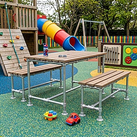Scaffold Outdoor Dining Table and Bench Set