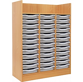 Classic Triple Column 36 Tray Shallow Storage with Shelf