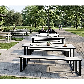 City Outdoor Hoop Leg Dining Table and Bench Set
