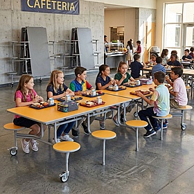 GoRoll 12 Seat Rectangular Mobile Folding School Dining Tables