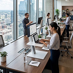 Humanscale Quickstand Eco Portable Single Monitor Standing Desk Converter