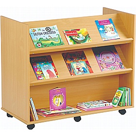 Biblio Double Sided Mobile Library 4 Angled Shelf Storage