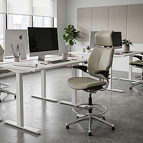 Humanscale Freedom Headrest Leather Draughtsman Chair