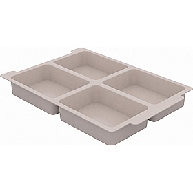 Gratnells Shallow Dove Grey Moulded Tray Insert - 4 Large Sections - Pack of 6