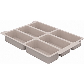 Gratnells Shallow Dove Grey Moulded Tray Insert - 6 Sections