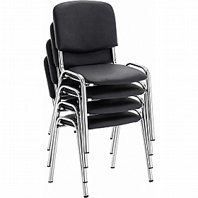 Swift ISO Antibacterial Vinyl Chrome Frame Stacking Conference / Visitor Chairs (Pack of 4)