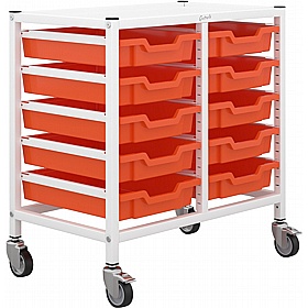 Gratnells Science Double Column Under Bench 10 Shallow Tray Mobile Storage Frame