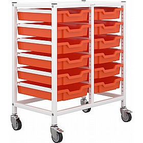 Gratnells Science Double Column 12 Shallow Tray Mobile Storage Frame